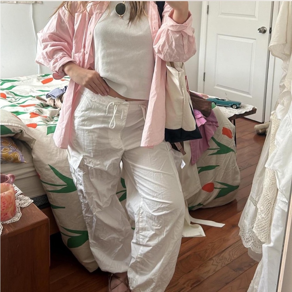 White GAP Cargo Parachute pants
